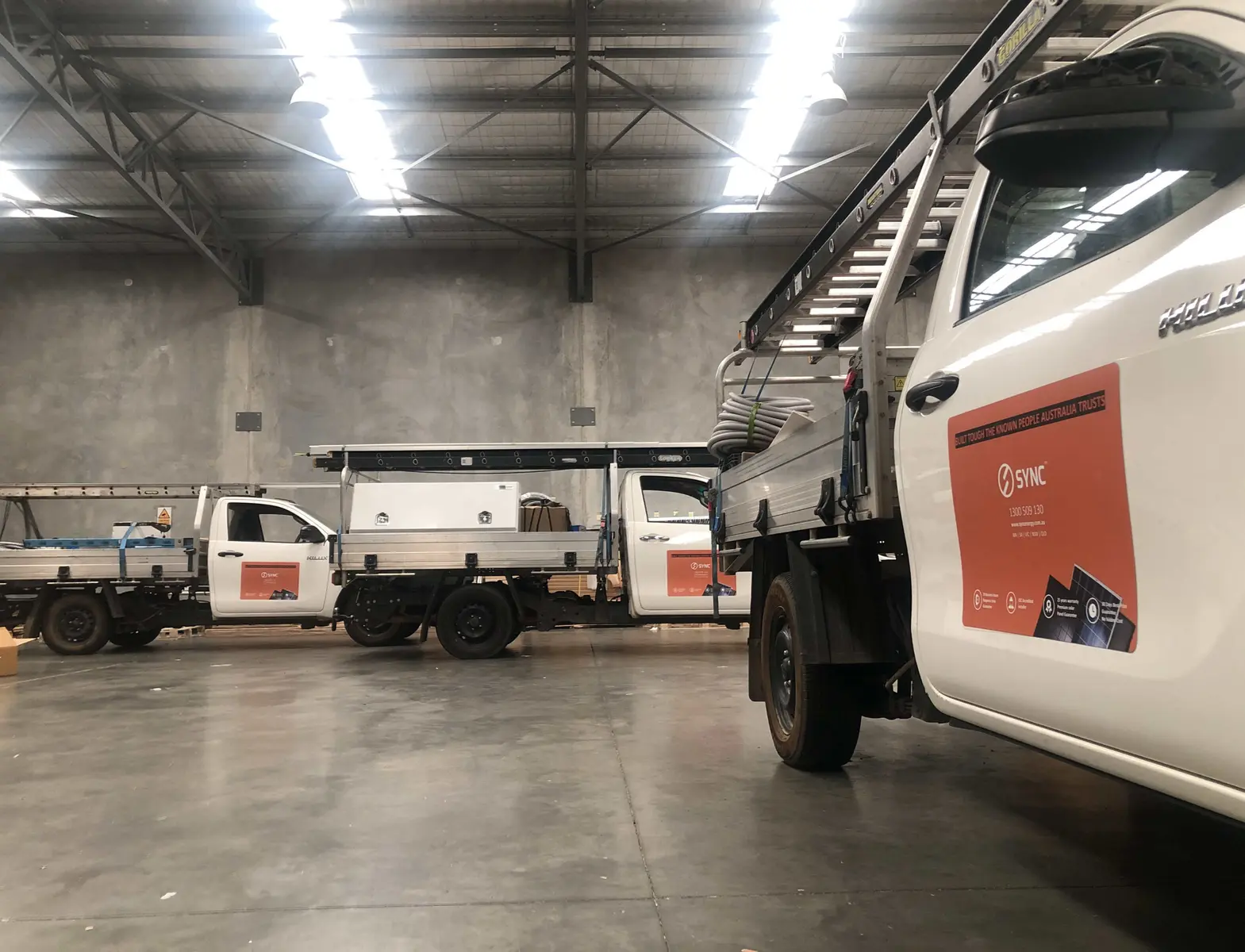 Sync Energy field service vehicles in the Australian operations facility